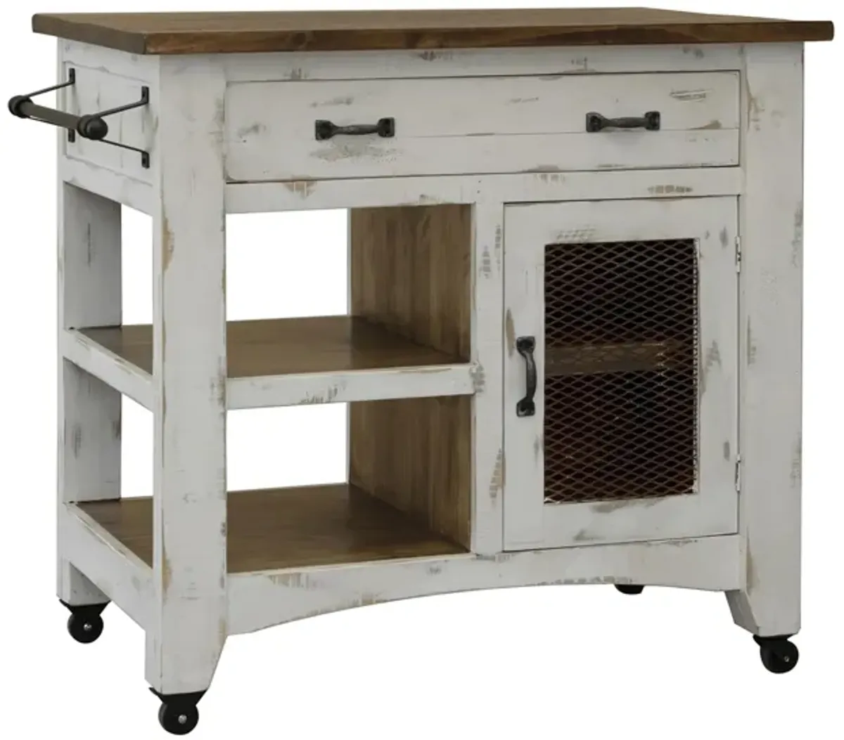 Pueblo Petite Kitchen Island in White by International Furniture Direct