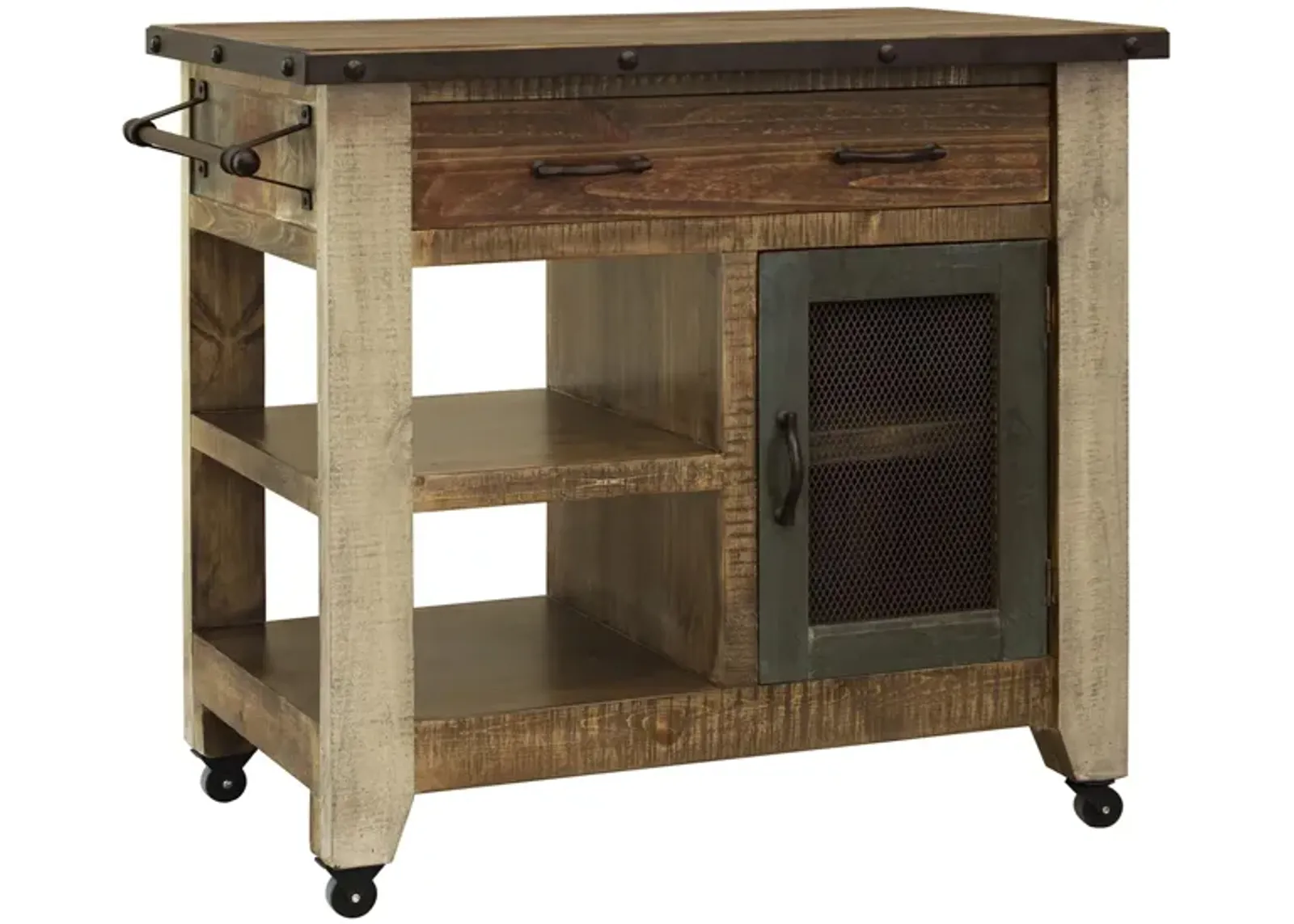 Antique Petite Kitchen Island in Brown by International Furniture Direct