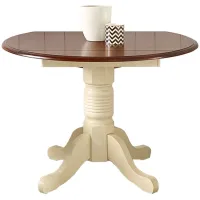 British Isles Round Double Drop-Leaf Dining Table in Merlot-Buttermilk by A-America