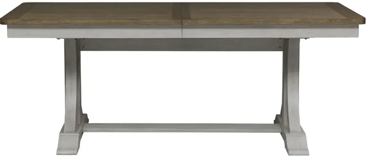 Farmhouse Reimagined Trestle Dining Table w/ Leaf in White by Liberty Furniture