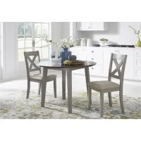 Thornton 3-Pc Drop Leaf Dining Set in Gray Finish w/ Russet Tops by Liberty Furniture