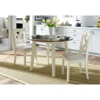 Thornton 3-Pc Drop Leaf Dining Set in Cream Finish with Brown Top by Liberty Furniture