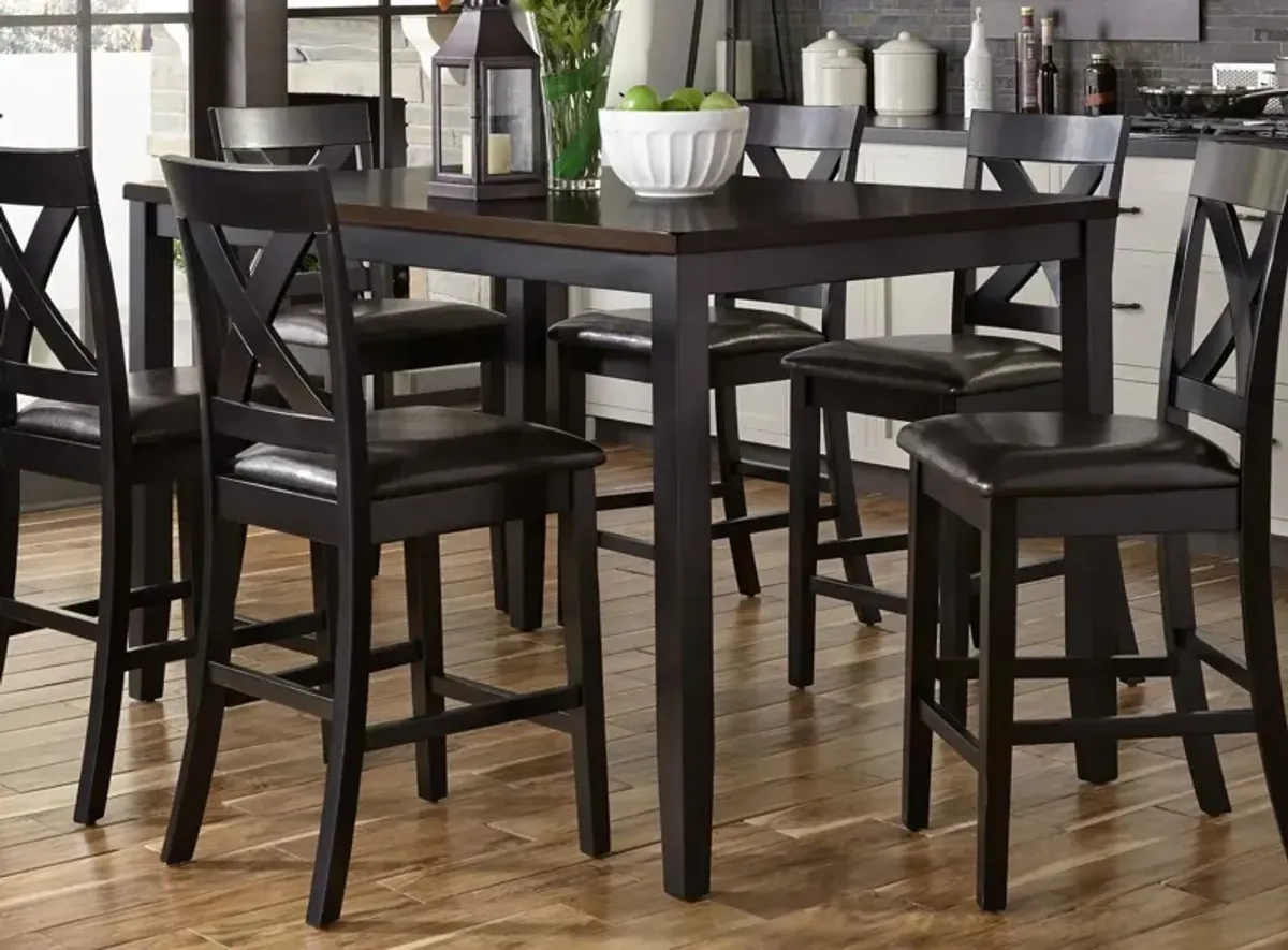 Thornton 7-Pc Gathering Dining Set in Black Finish with Brown Top by Liberty Furniture