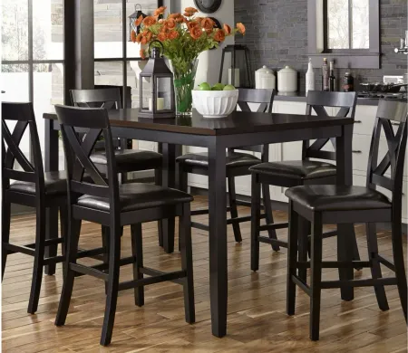 Thornton 7-Pc Gathering Dining Set in Black Finish with Brown Top by Liberty Furniture