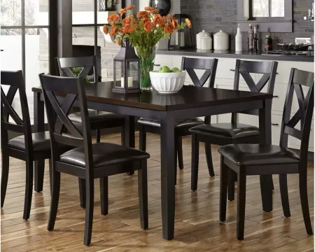 Thornton 7-Pc Rectangular Dining Set in Black Finish with Brown Top by Liberty Furniture