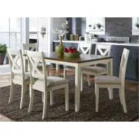 Thornton 7-Pc Rectangular Dining Set in Cream Finish with Brown Top by Liberty Furniture