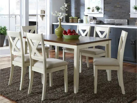 Thornton 7-Pc Rectangular Dining Set in Cream Finish with Brown Top by Liberty Furniture