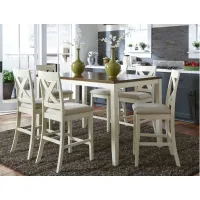 Thornton 7-Pc Gathering Dining Set in Cream Finish with Brown Top by Liberty Furniture