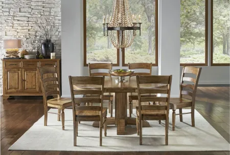 Bennett Round Dining Table with Leaf in Smoky Quartz by A-America