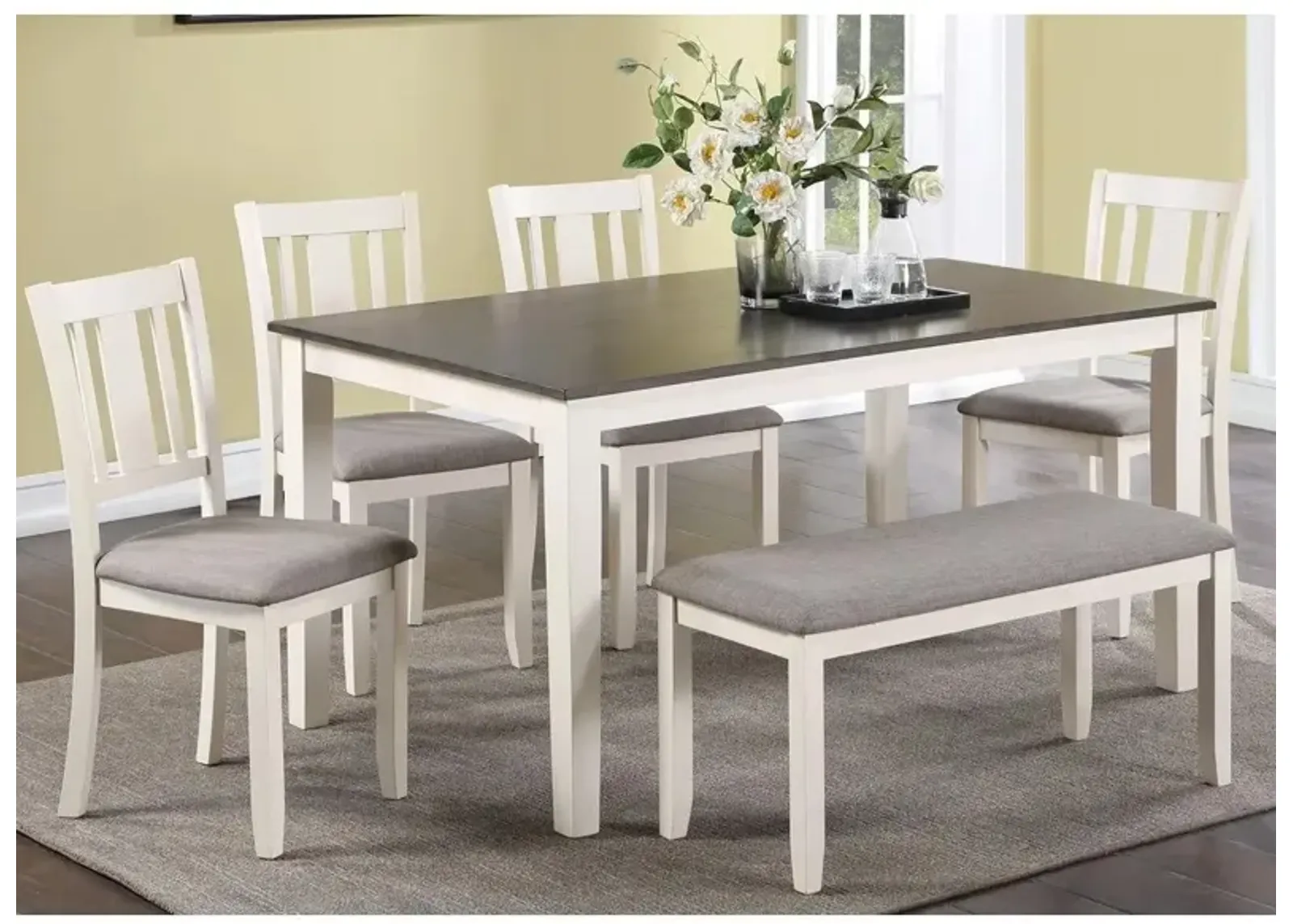 Rowan 6-pc Dinette Set in Chalk Grey by Crown Mark