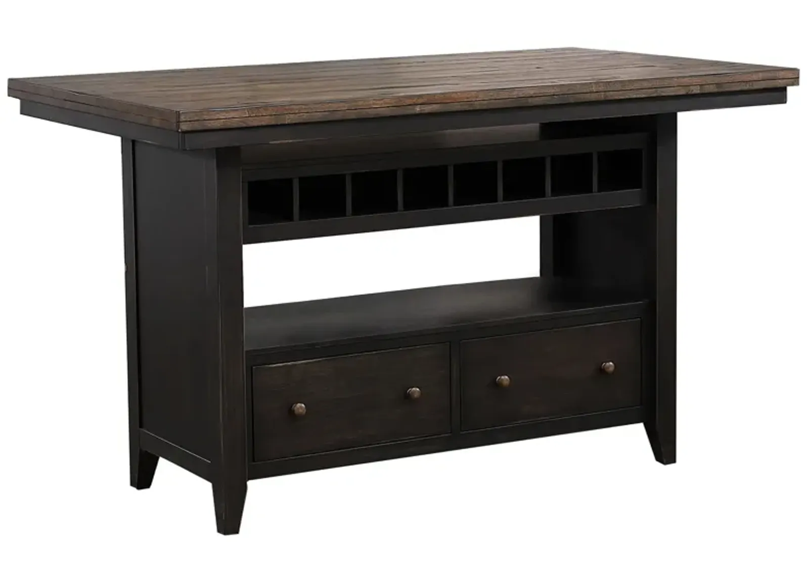 Ashford Kitchen Island in Black and Rustic Walnut by ECI