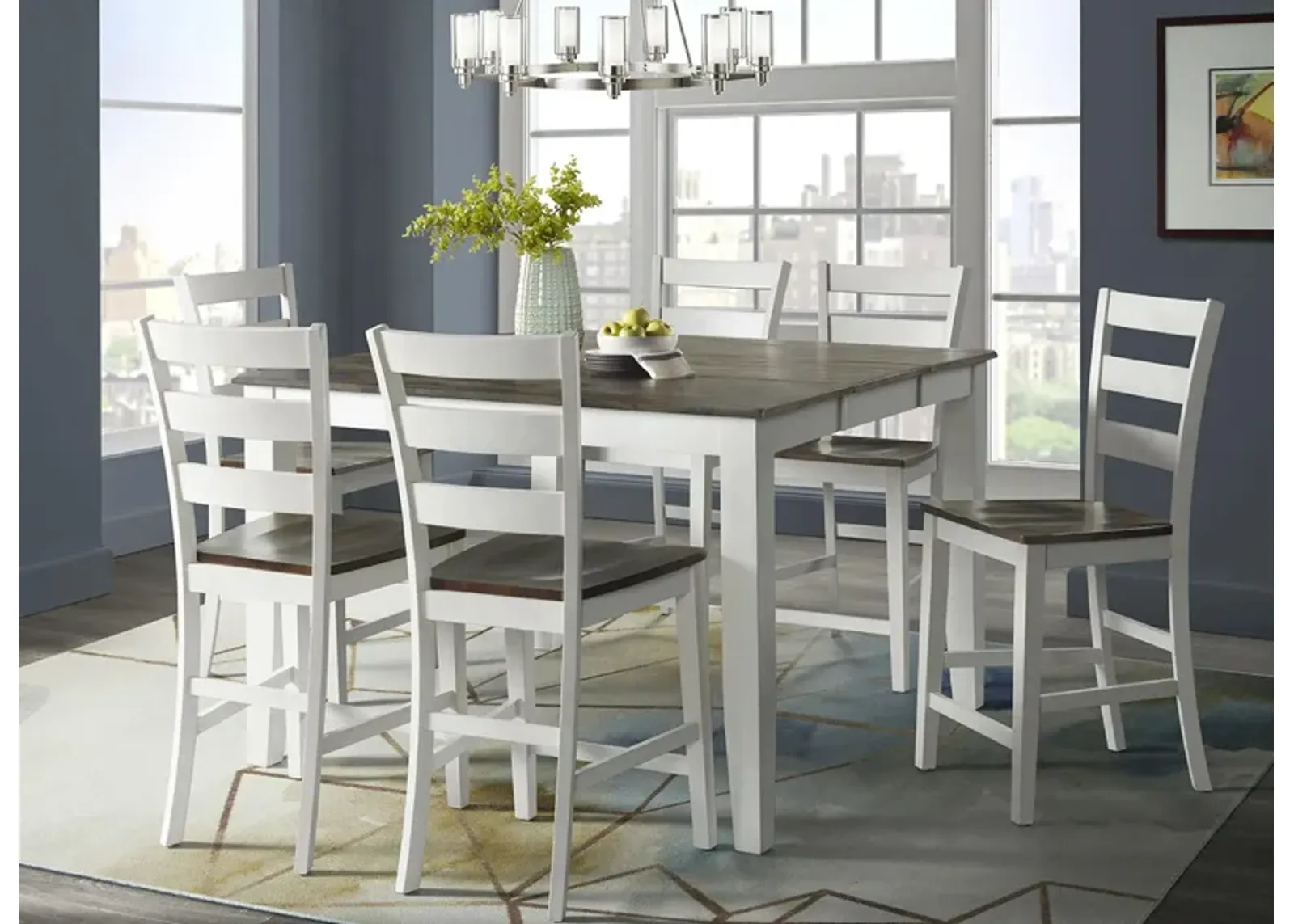 Kona 7-pc. Counter Height Dining Set in Gray and White finish by Intercon