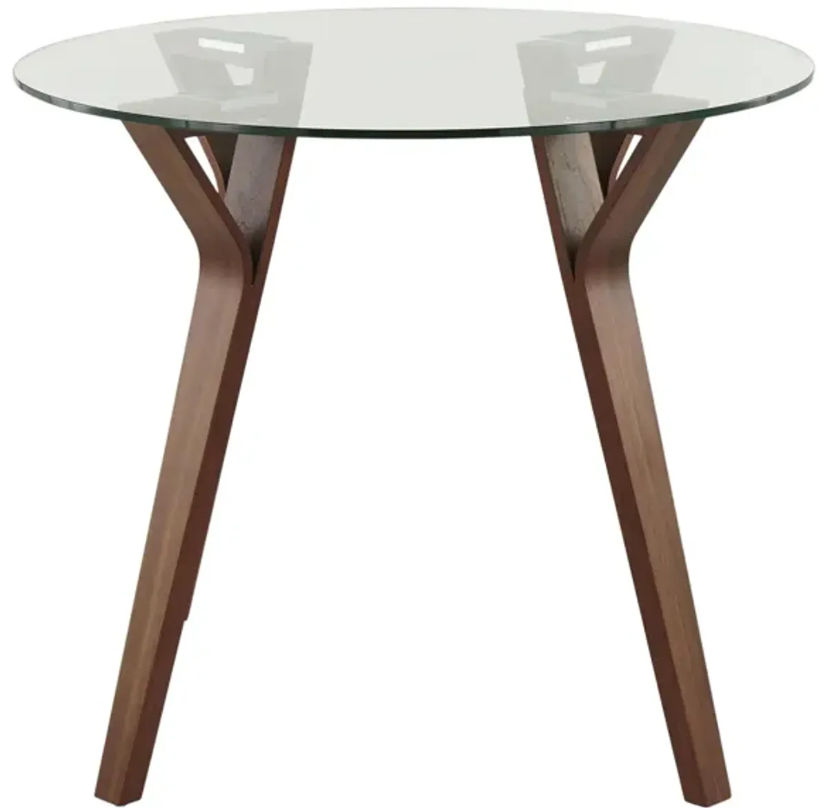 Folia Round Dining Table in Walnut Wood, Clear Glass by Lumisource