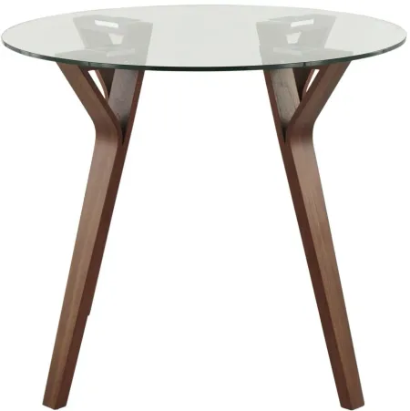 Folia Round Dining Table in Walnut Wood, Clear Glass by Lumisource