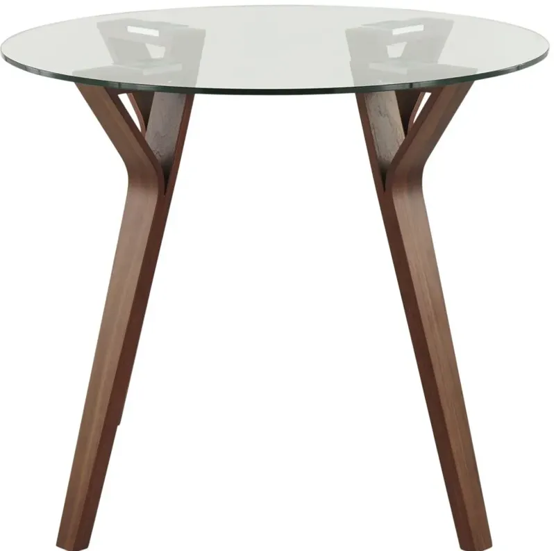 Folia Round Dining Table in Walnut Wood, Clear Glass by Lumisource