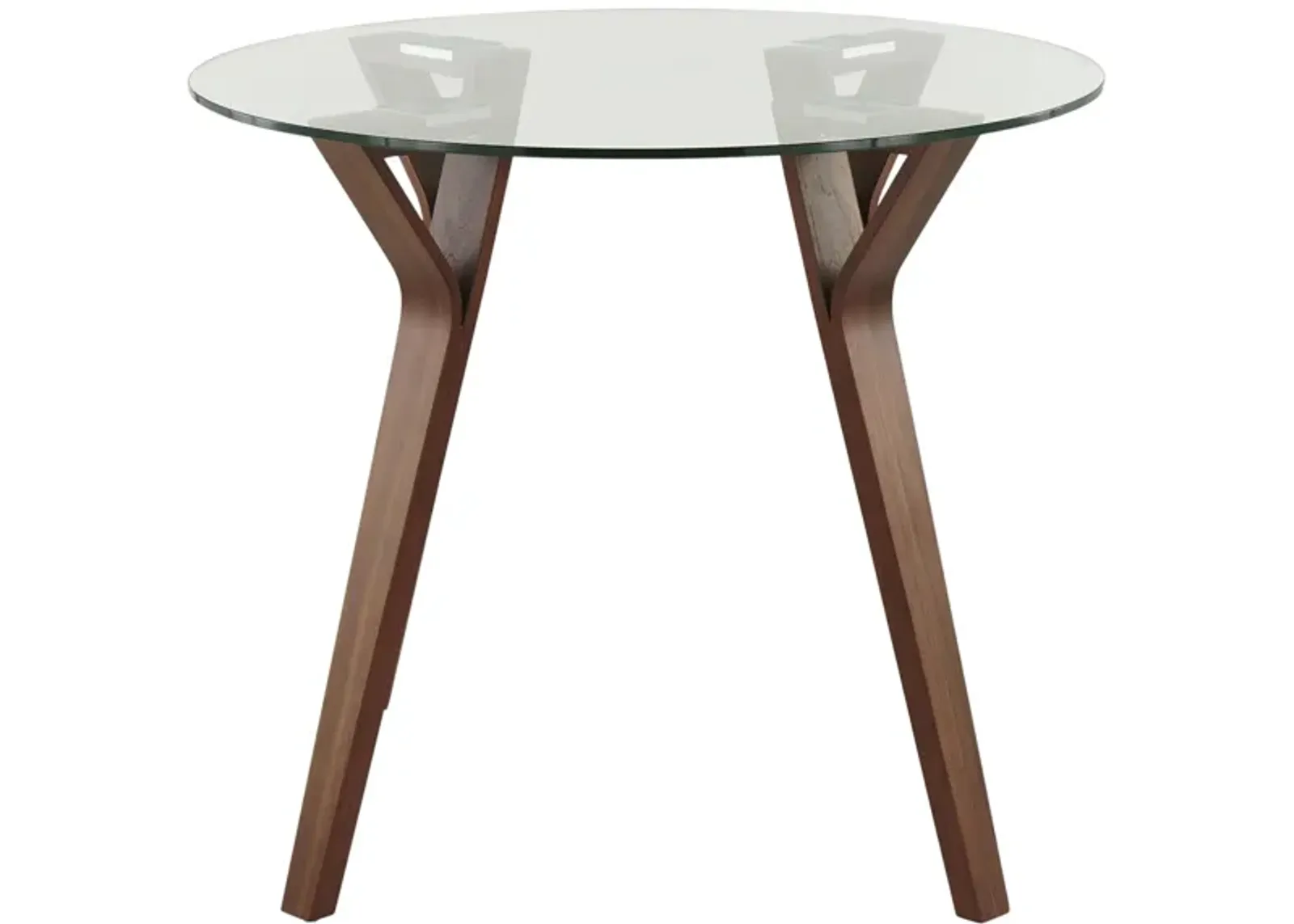 Folia Round Dining Table in Walnut Wood, Clear Glass by Lumisource