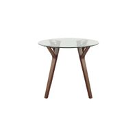 Folia Round Dining Table in Walnut Wood, Clear Glass by Lumisource