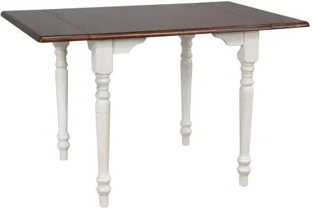 Fenway Drop Leaf Dining Table in Distressed Antique White and Chestnut by Sunset Trading