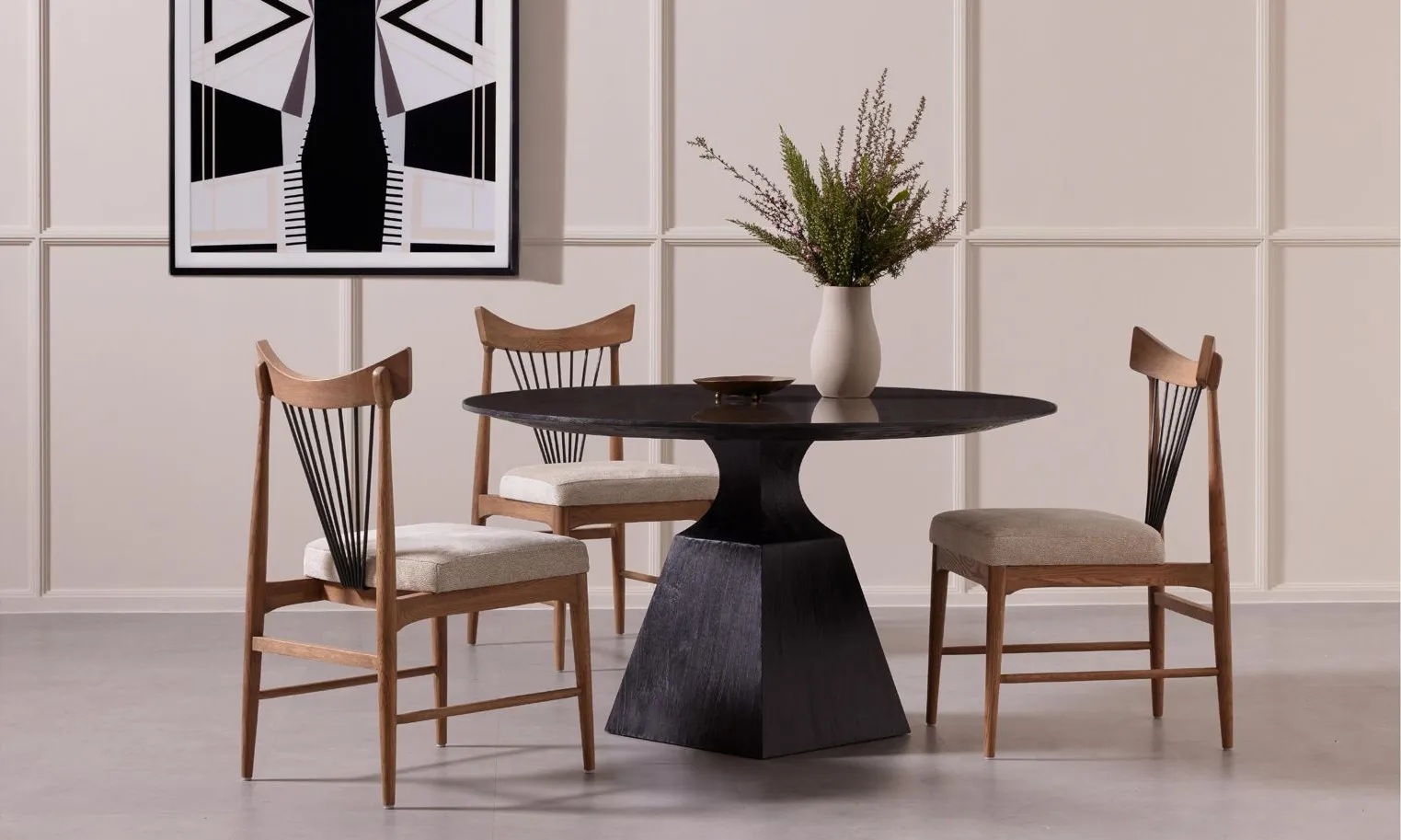 Hughes Dining Table in Washed Black by Four Hands