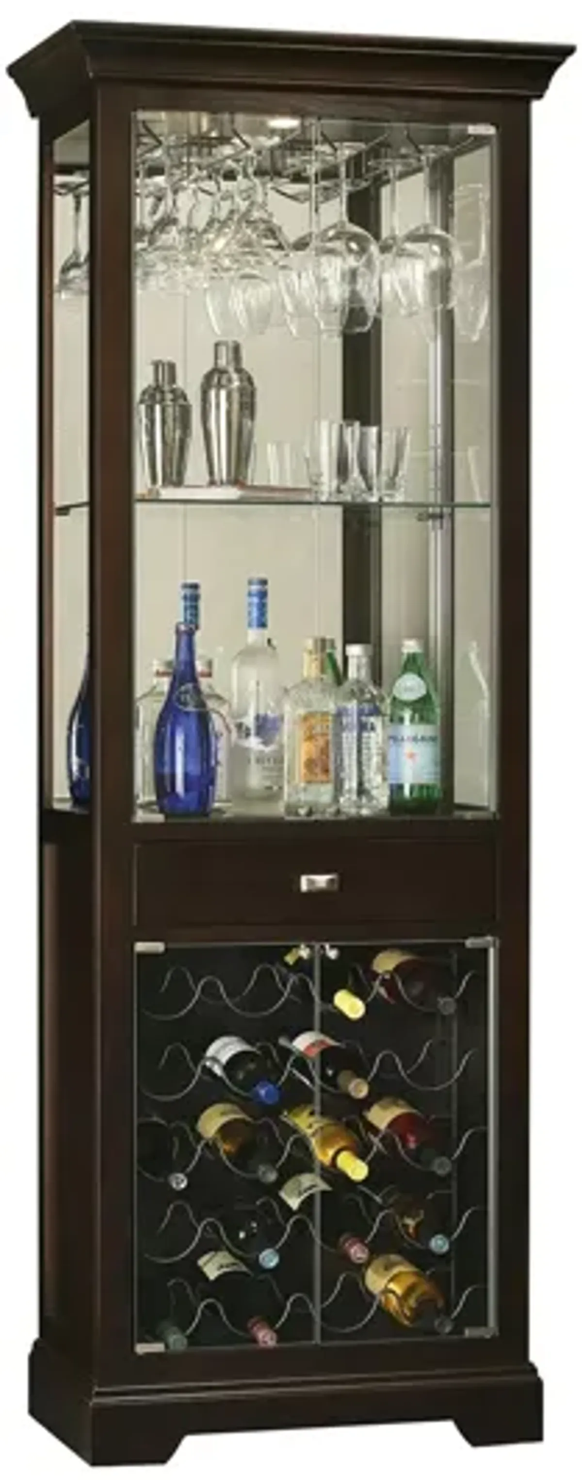 Gimlet Wine Cabinet in Black Coffee by Howard Miller Clock