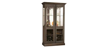 Socialize Wine Cabinet in Aged Auburn by Howard Miller Clock