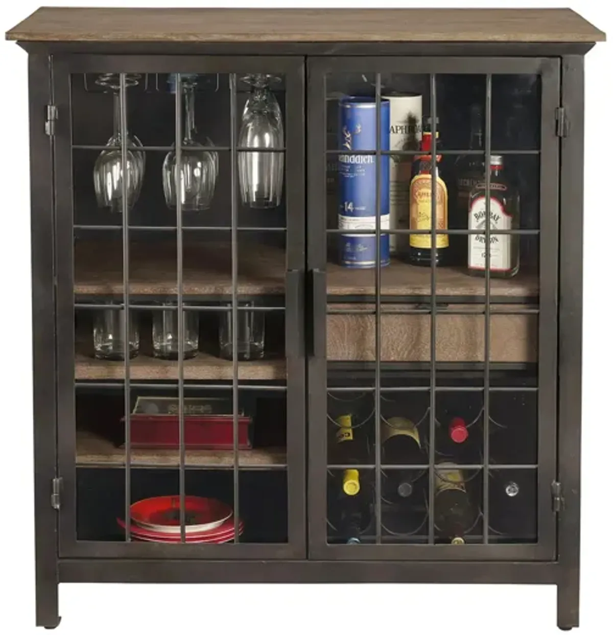 Andie Wine & Bar Cabinet in Gray by Howard Miller Clock