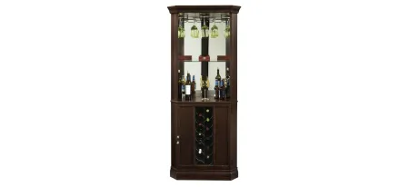 Piedmont Corner Wine Cabinet in Espresso by Howard Miller Clock