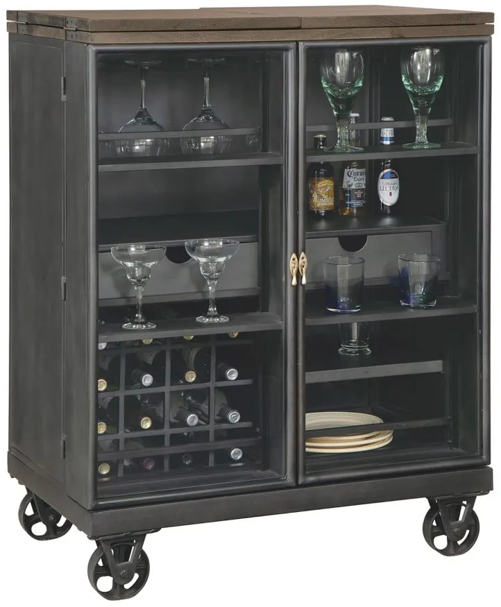 Al Fresco Wine Console in Black by Howard Miller Clock