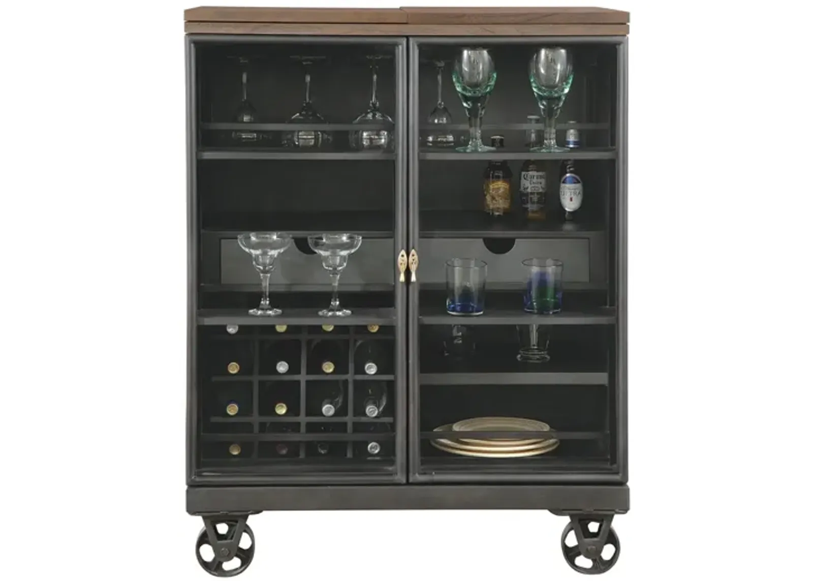 Al Fresco Wine Console in Black by Howard Miller Clock