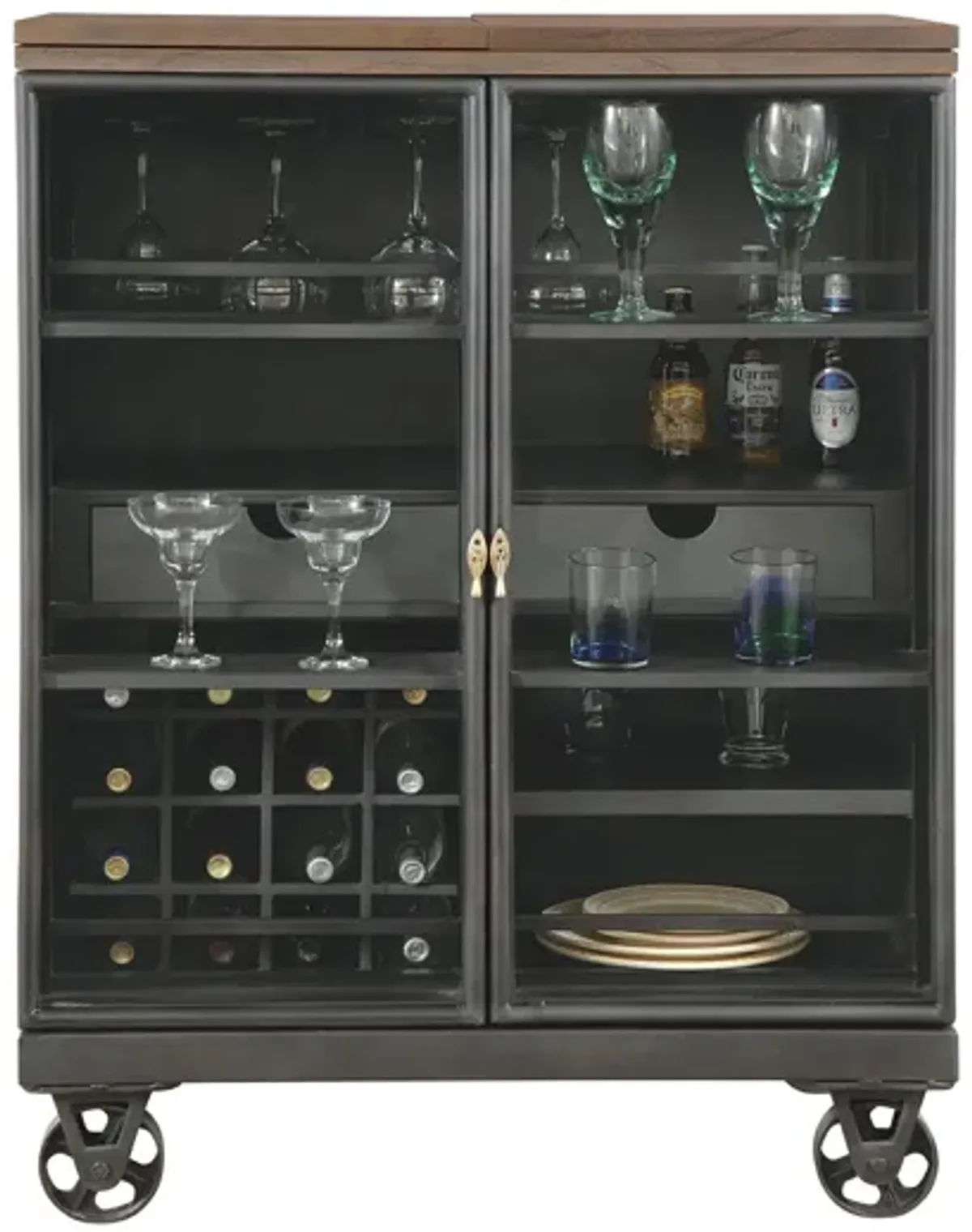 Al Fresco Wine Console in Black by Howard Miller Clock