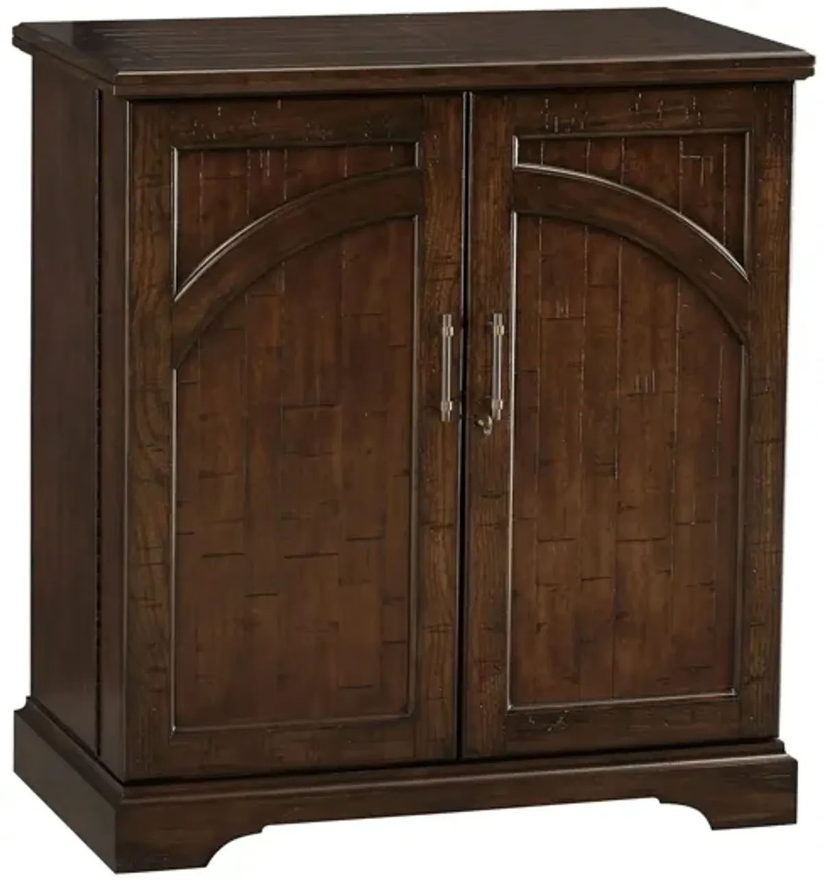 Benmore Wine Console in Rustic Hardwood by Howard Miller Clock