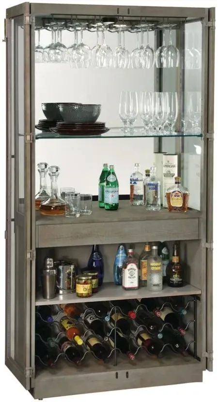 Chaperone Wine Cabinet in Aged Grey by Howard Miller Clock