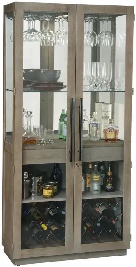 Chaperone Wine Cabinet in Aged Grey by Howard Miller Clock