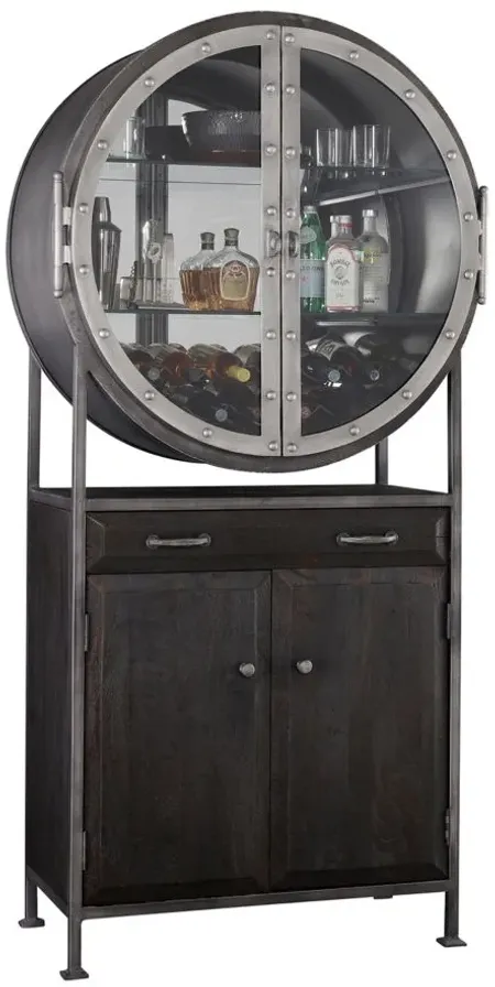 Boilermaker Wine & Bar Cabinet in Black by Howard Miller Clock