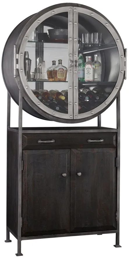 Boilermaker Wine & Bar Cabinet in Black by Howard Miller Clock