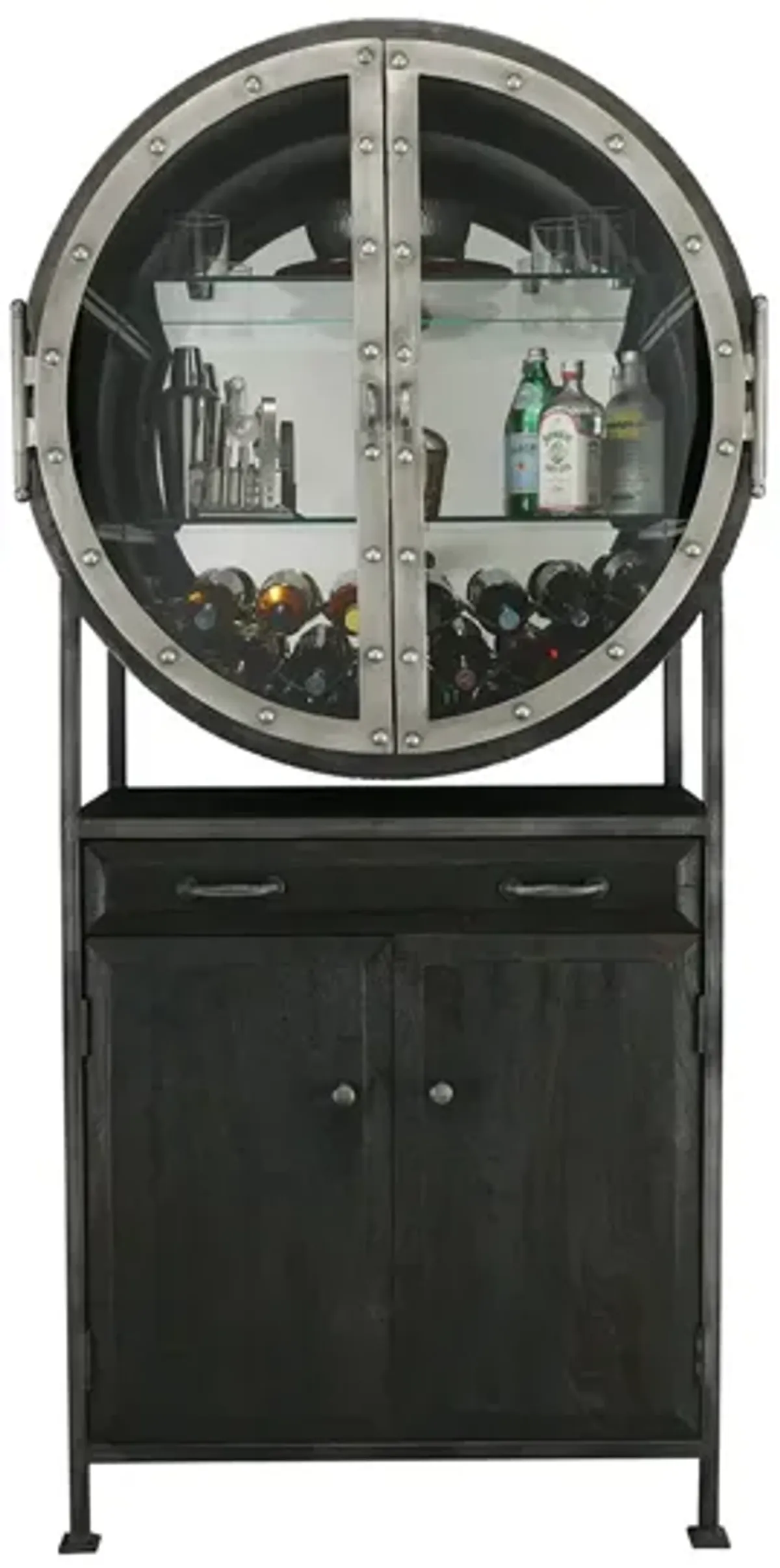 Boilermaker Wine & Bar Cabinet in Black by Howard Miller Clock