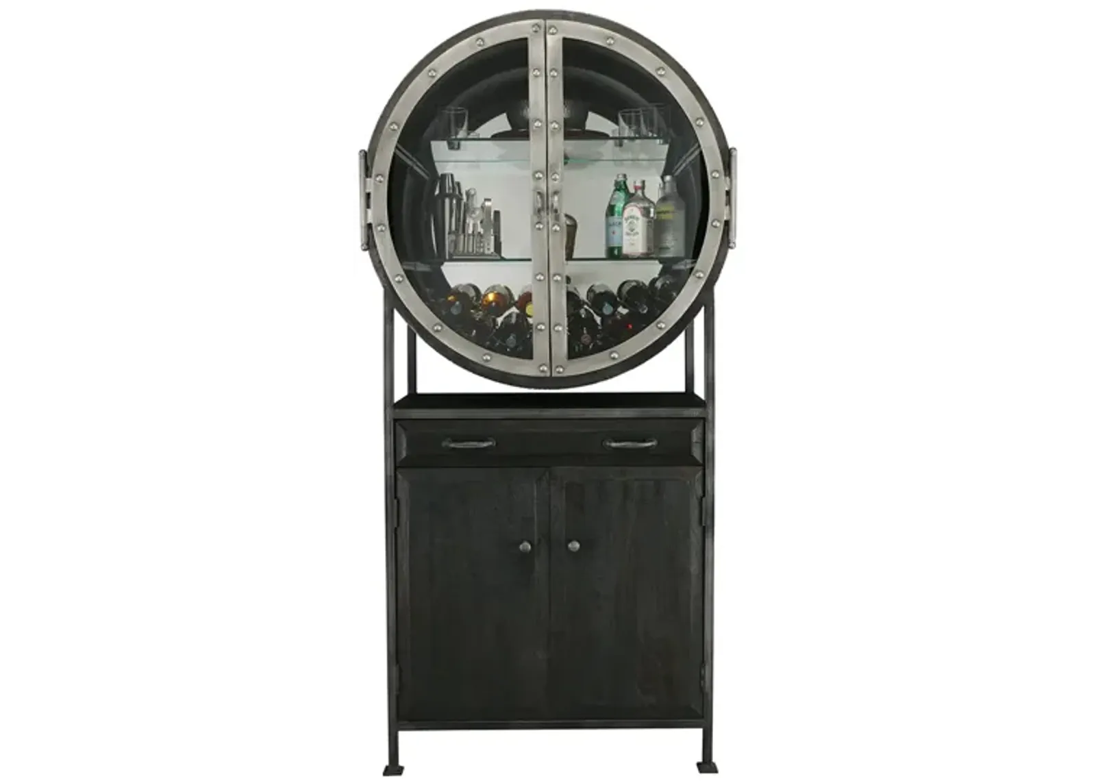 Boilermaker Wine & Bar Cabinet in Black by Howard Miller Clock