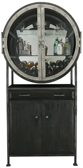 Boilermaker Wine & Bar Cabinet in Black by Howard Miller Clock