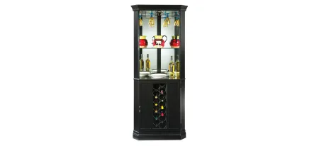 Piedmont Corner Wine Cabinet in Black Satin by Howard Miller Clock
