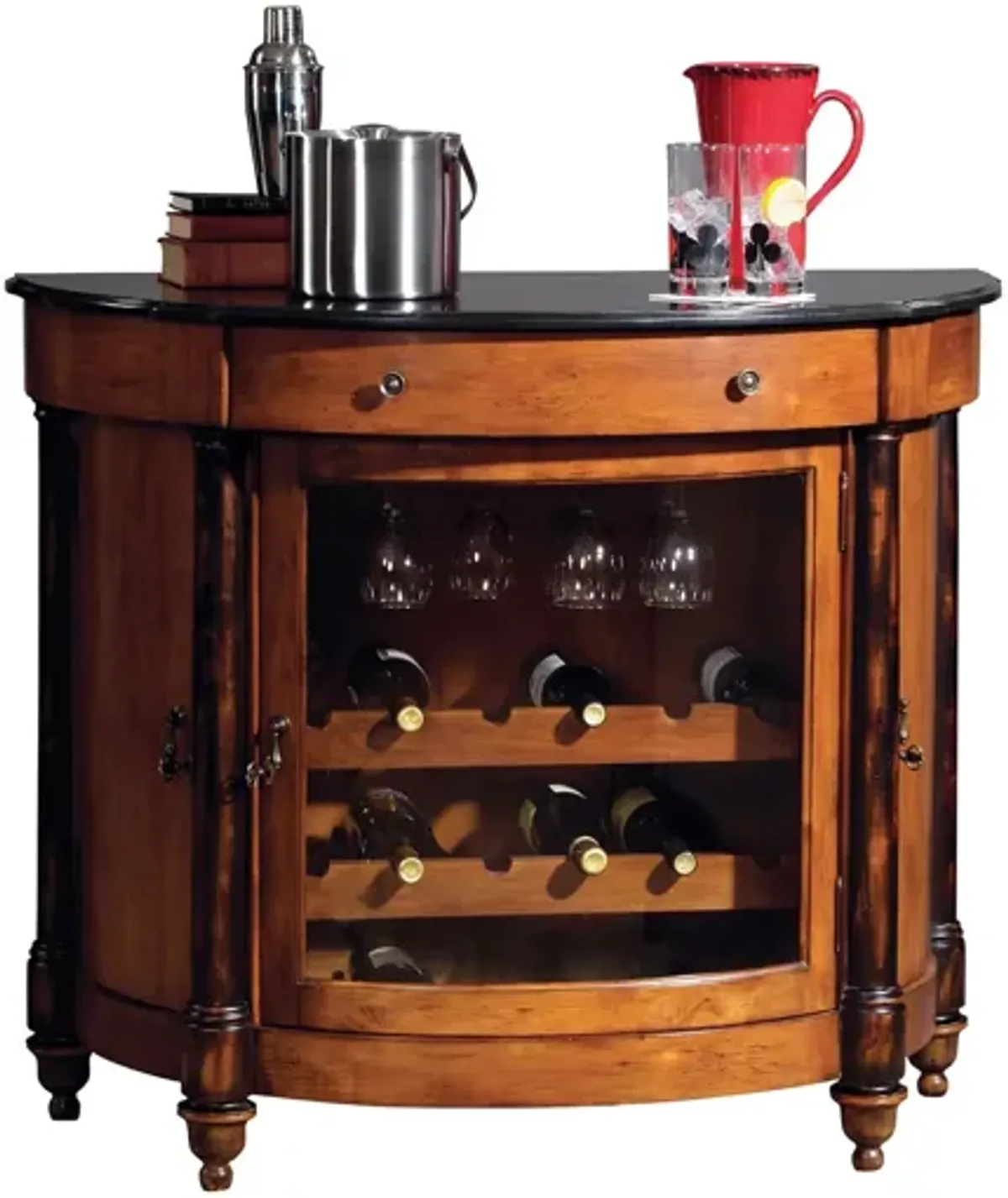 Merlot Valley Wine Console in Vintage Umber by Howard Miller Clock