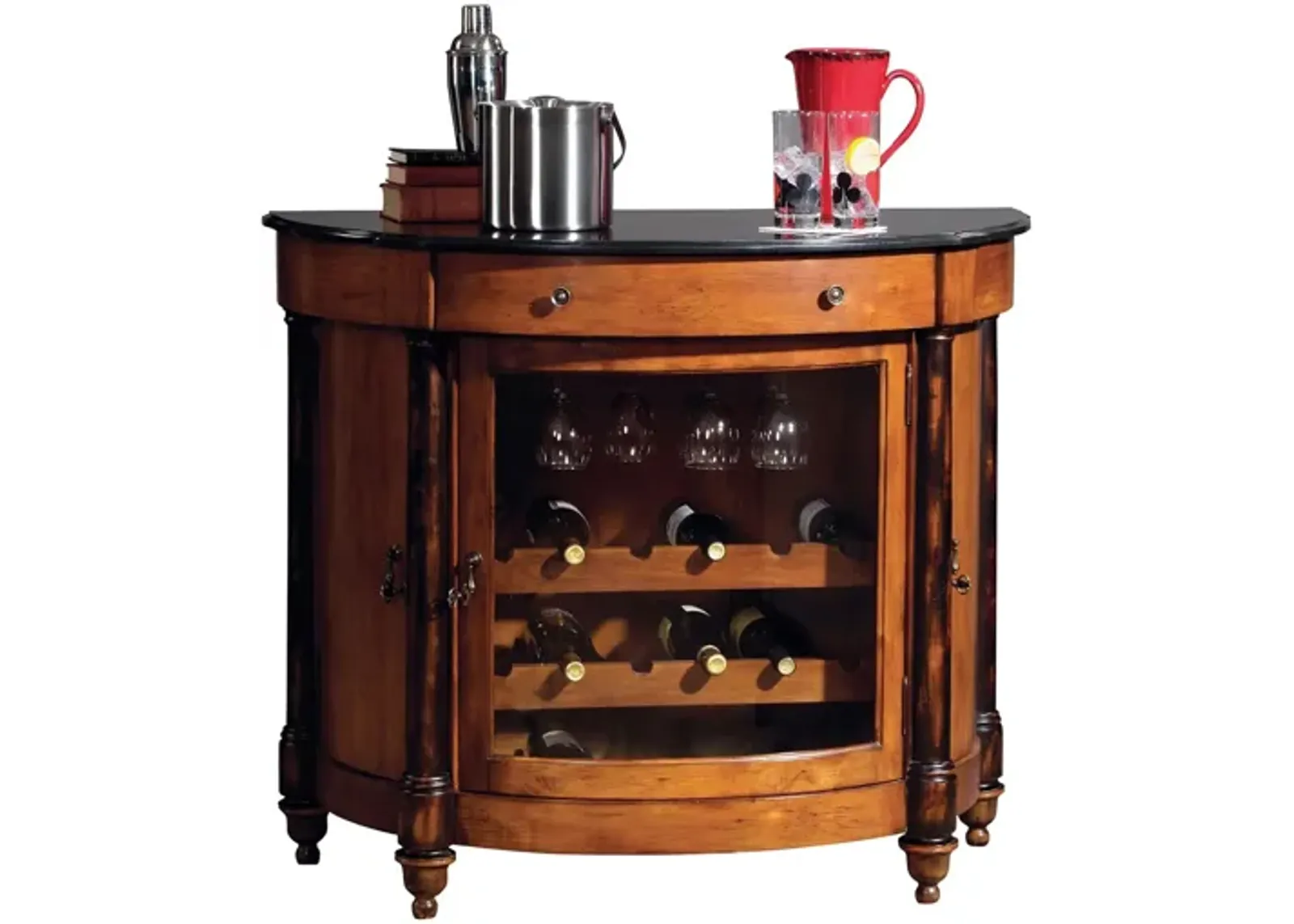 Merlot Valley Wine Console in Vintage Umber by Howard Miller Clock