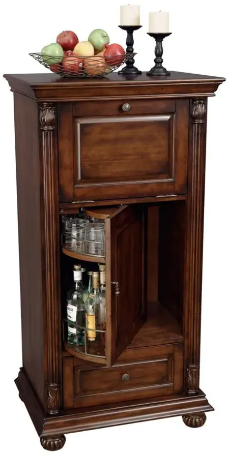 Cognac Wine Cabinet in Hampton Cherry by Howard Miller Clock