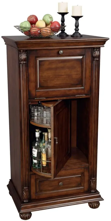 Cognac Wine Cabinet in Hampton Cherry by Howard Miller Clock
