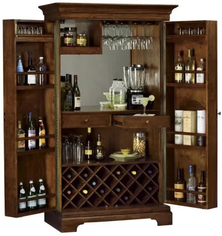 Barossa Valley Wine Cabinet in Hampton Cherry by Howard Miller Clock