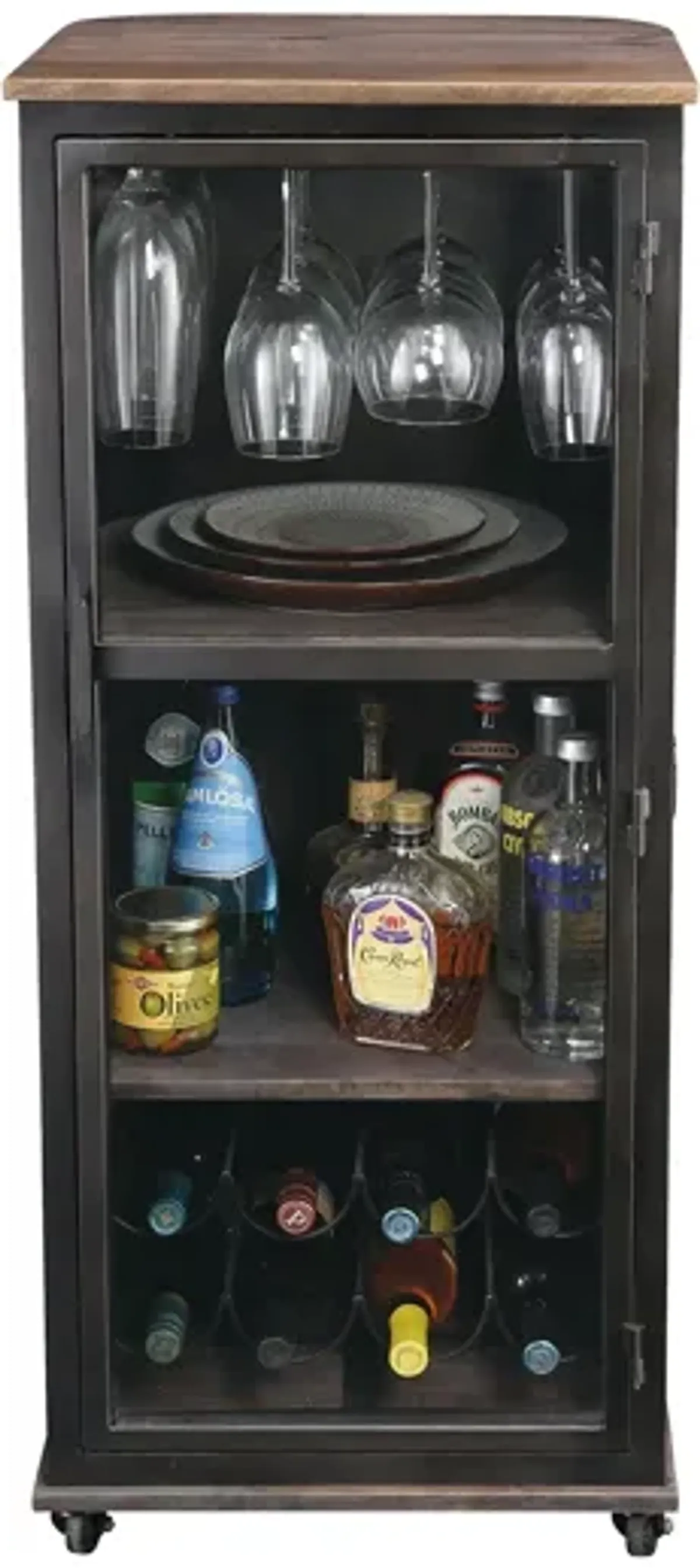 Stir Stick Wine & Bar Cabinet in Black by Howard Miller Clock