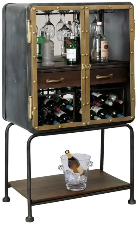 Boilermaker Wine & Bar Console in Gray by Howard Miller Clock