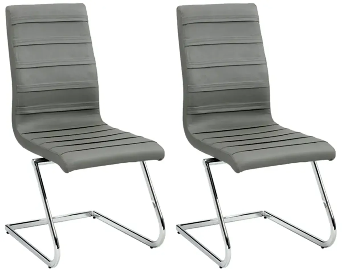 Janet Dining Chairs - Set of 2 in Gray / Chrome by Chintaly Imports