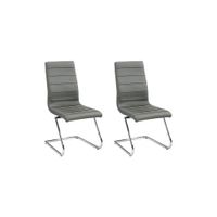 Janet Dining Chairs - Set of 2 in Gray / Chrome by Chintaly Imports