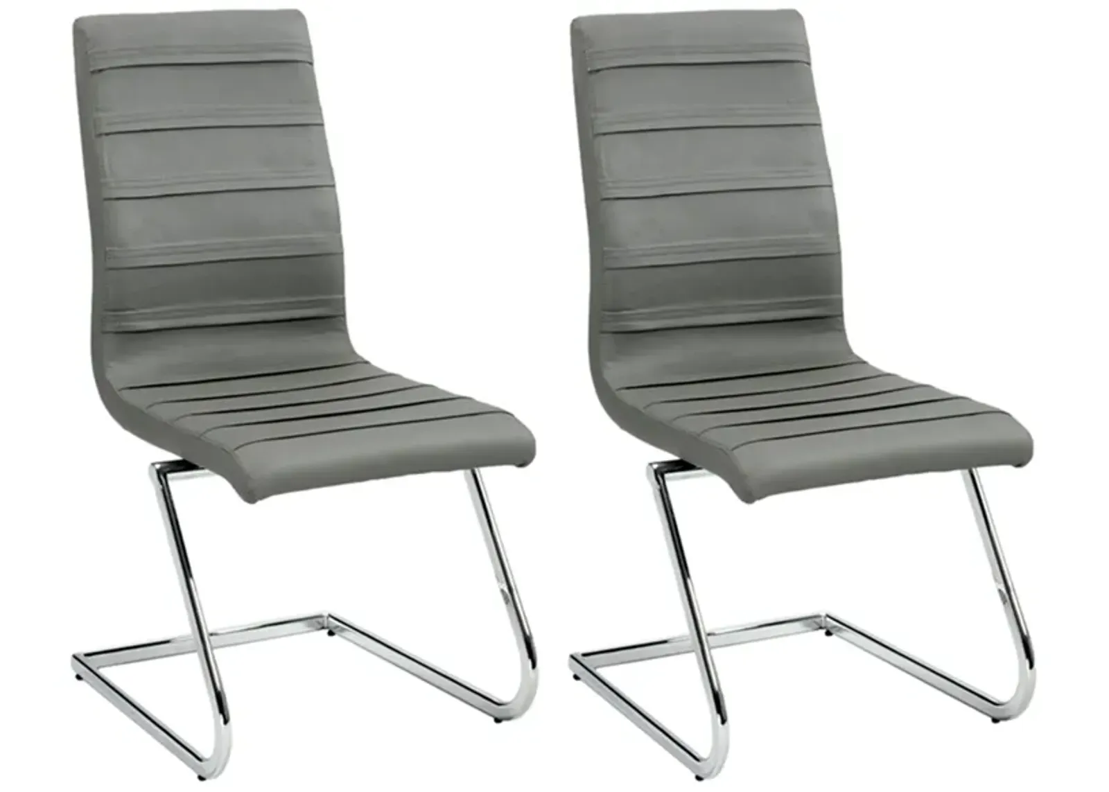 Janet Dining Chairs - Set of 2 in Gray / Chrome by Chintaly Imports