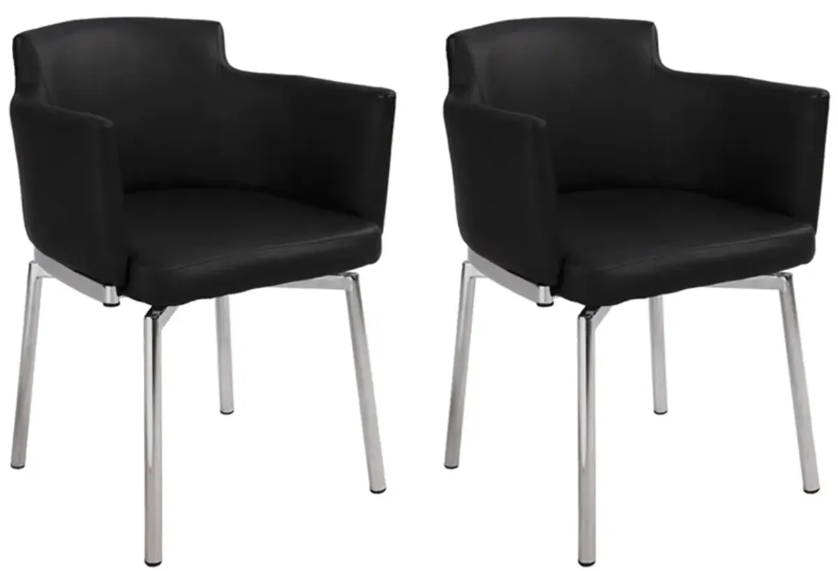 Dusty Swivel Dining Chairs - Set of 2 in Black by Chintaly Imports